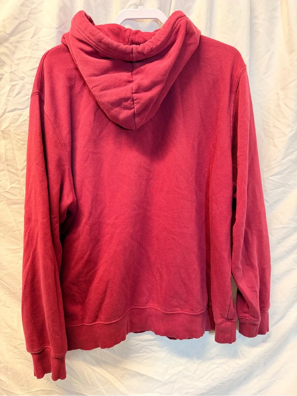 The North Face Men's Burgundy Hoodie with Orange Logo